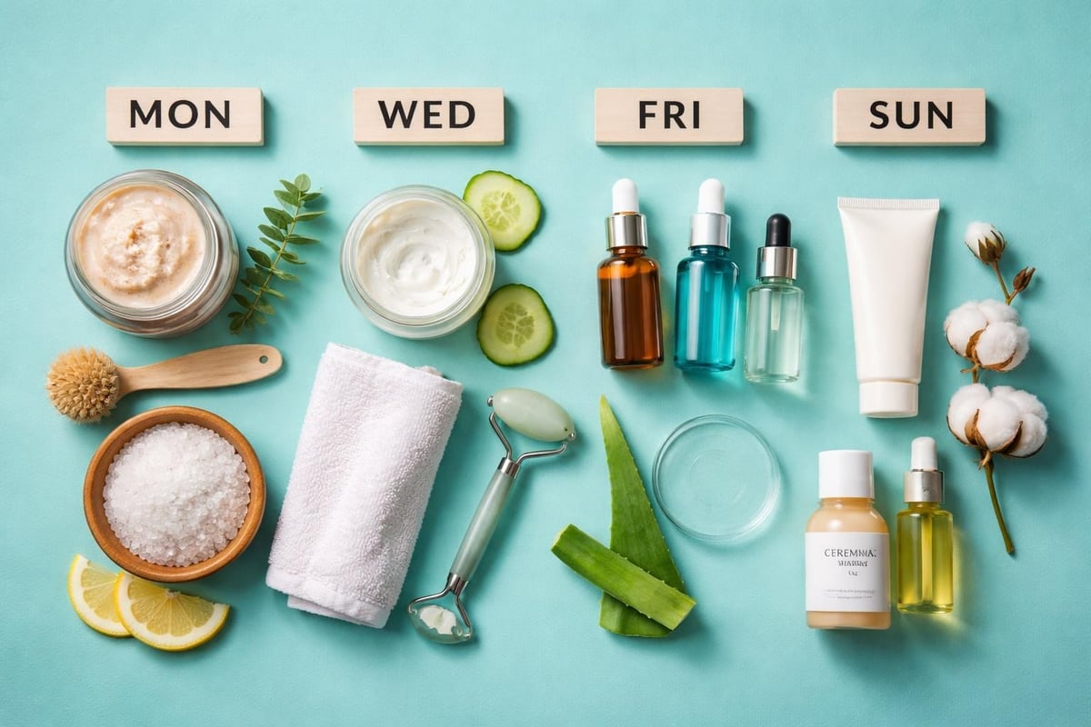 Weekly skincare treatment calendar