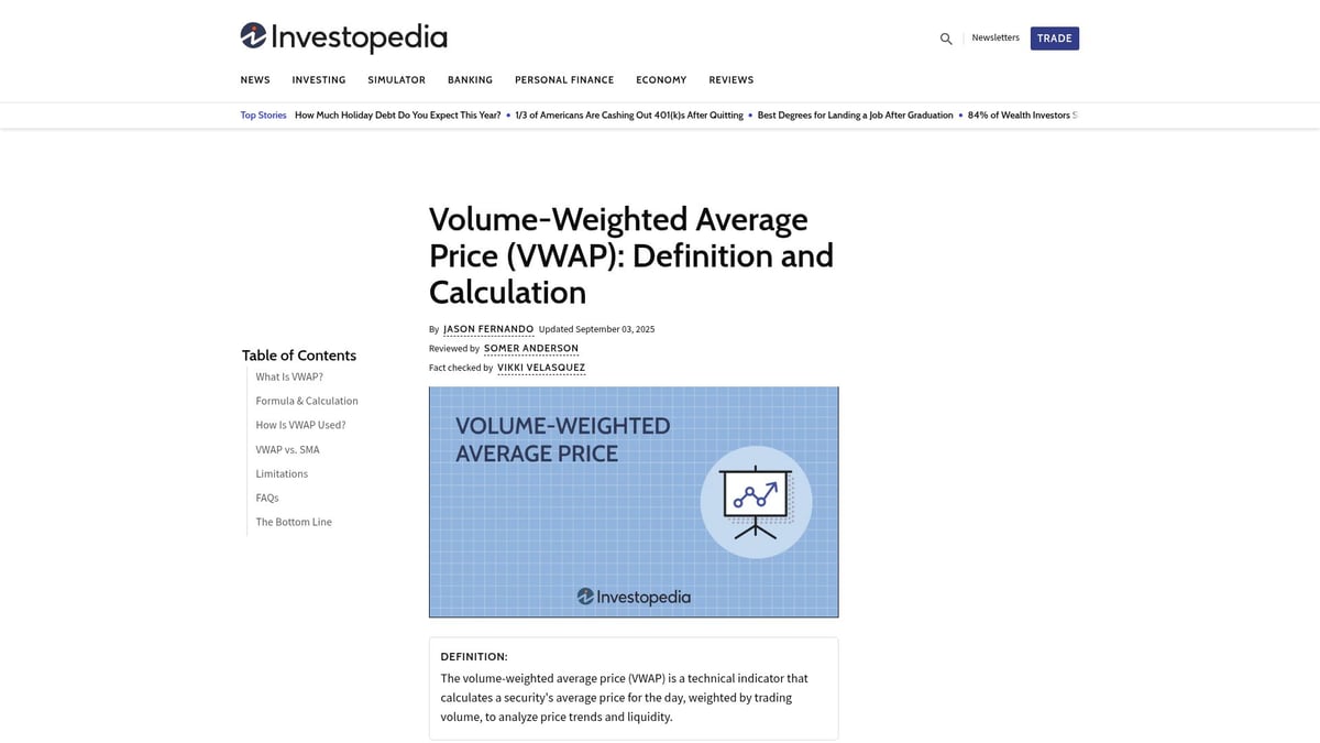 7 Best Indicator for Intraday Strategies to Use in 2026 - Volume Weighted Average Price (VWAP)