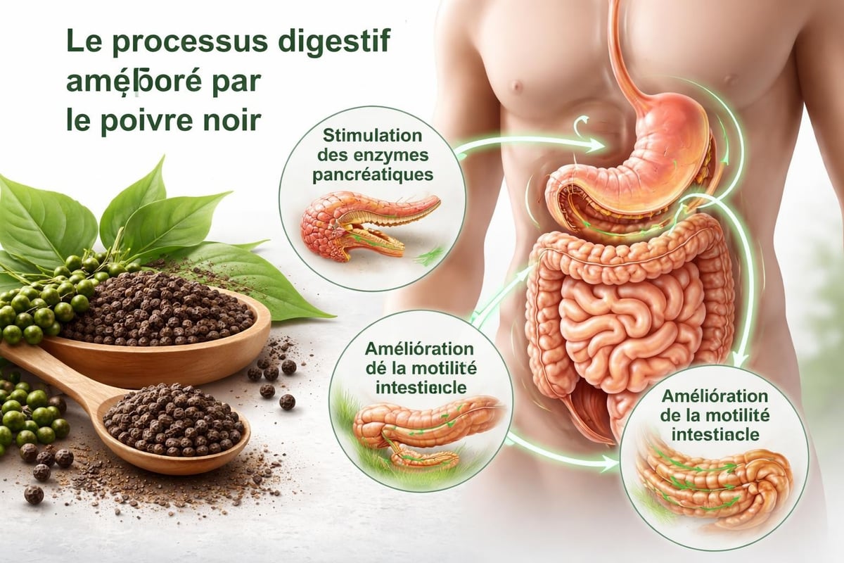 Mécanismes digestifs du poivre noir