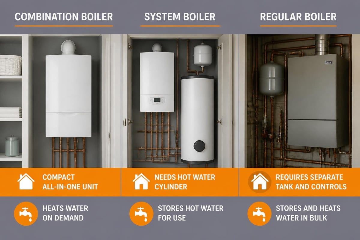Comparison of combination, system, and regular boiler configurations