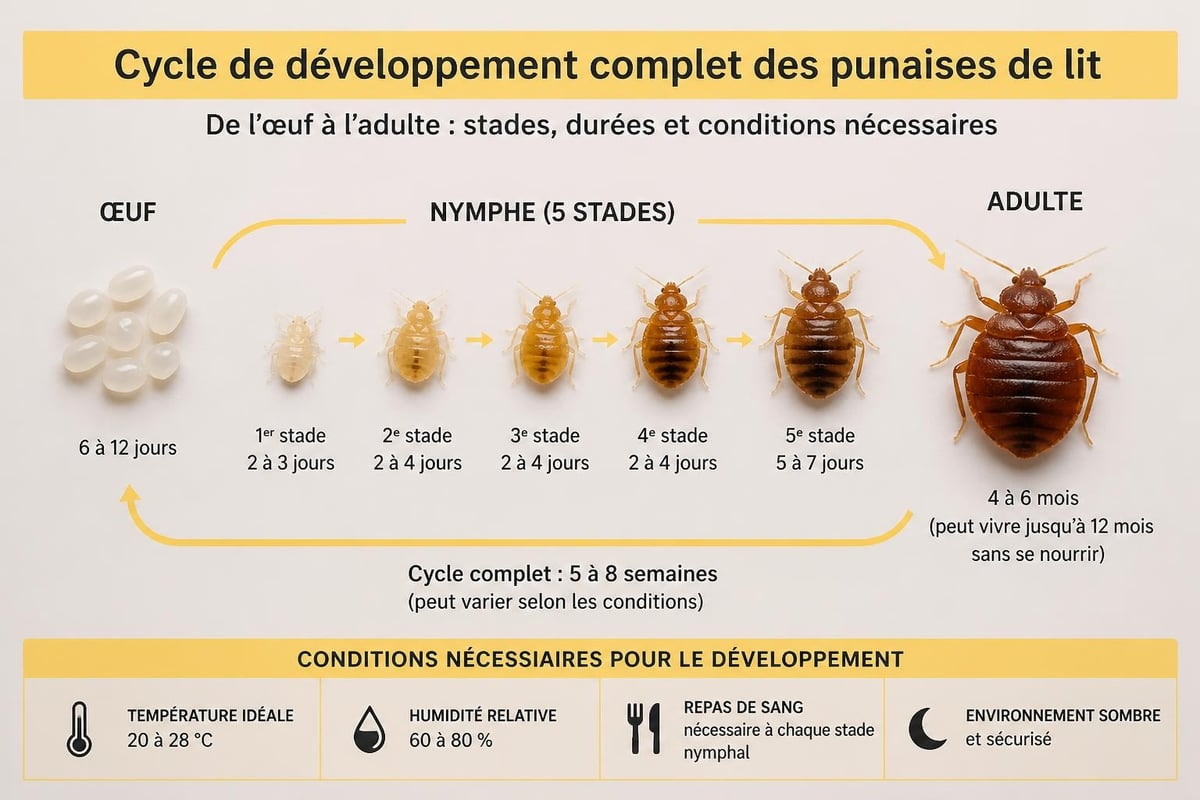 Cycle de vie des punaises de lit