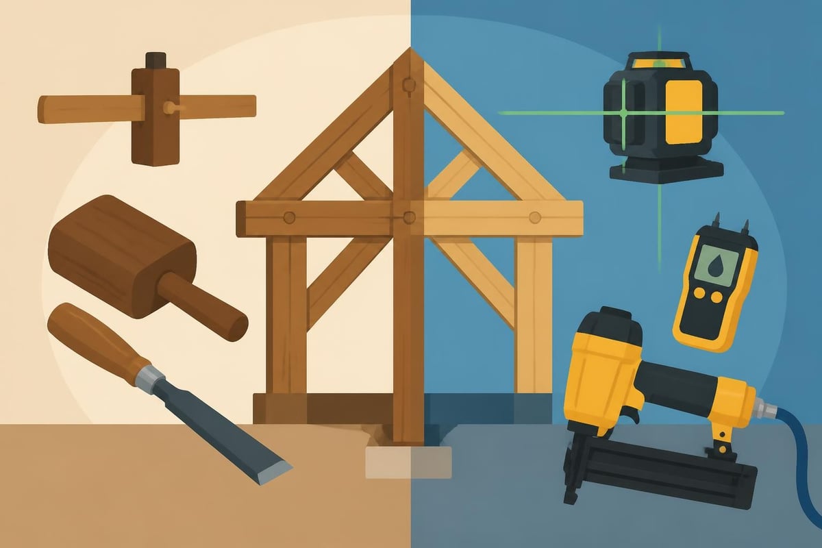 Traditional and modern timber framing tools