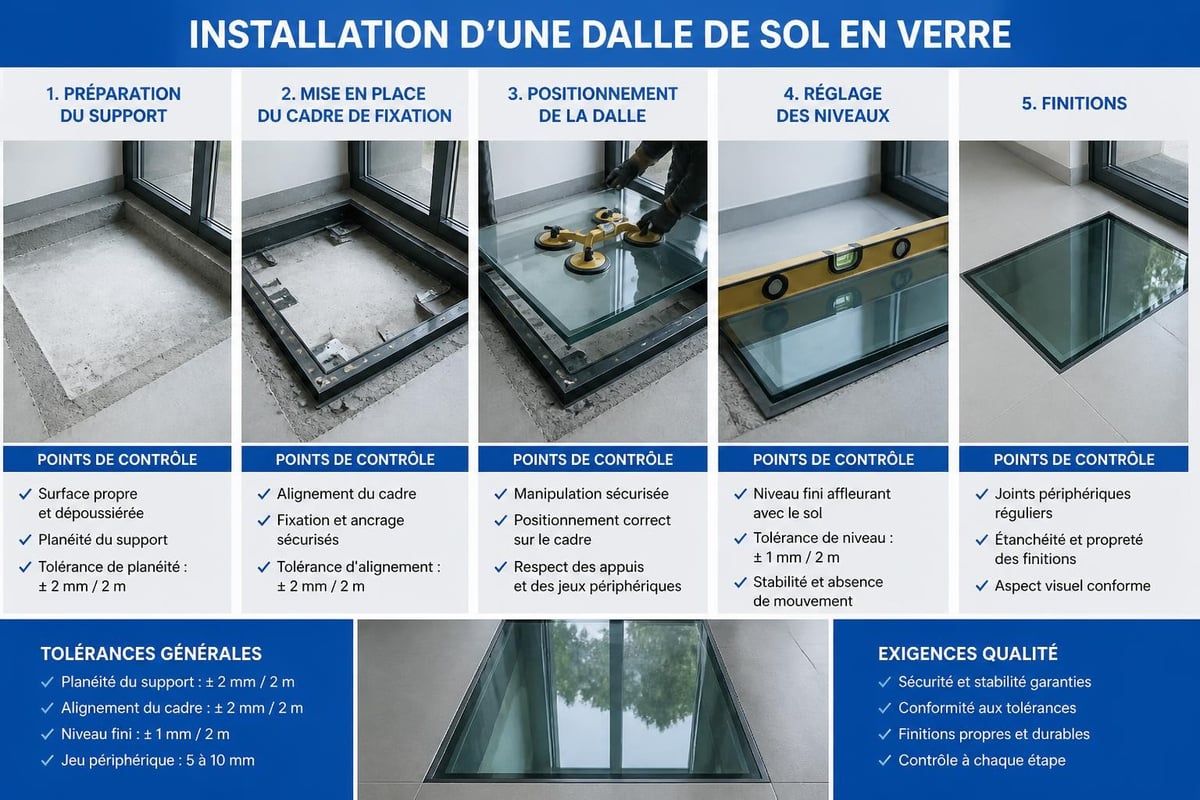 Installation dalle verre