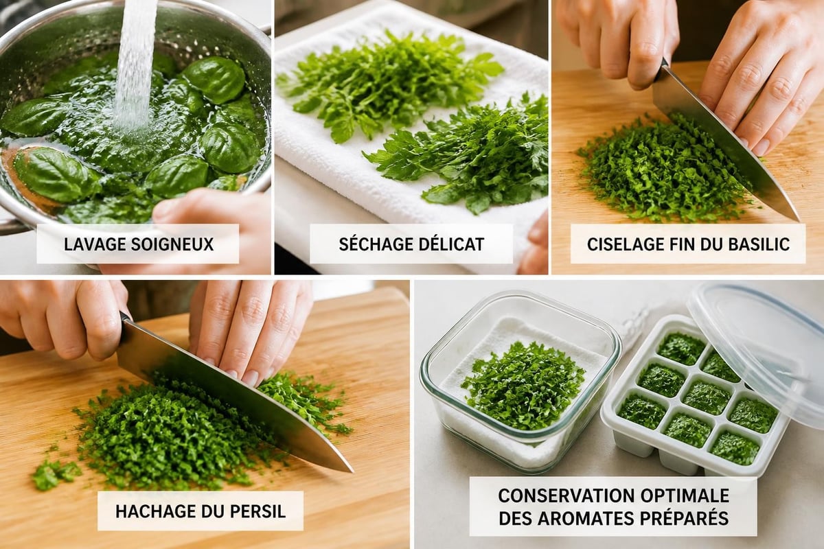 Techniques de ciselage des herbes aromatiques
