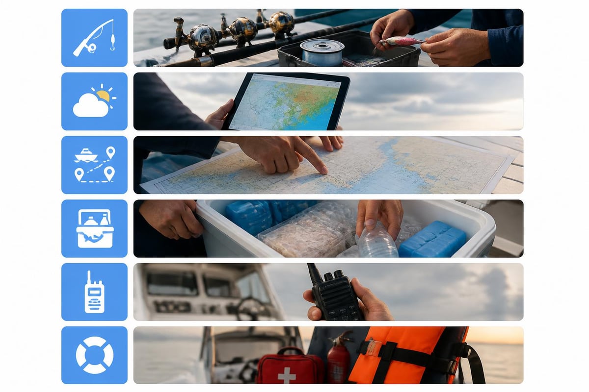 Fishing boat rental day preparation