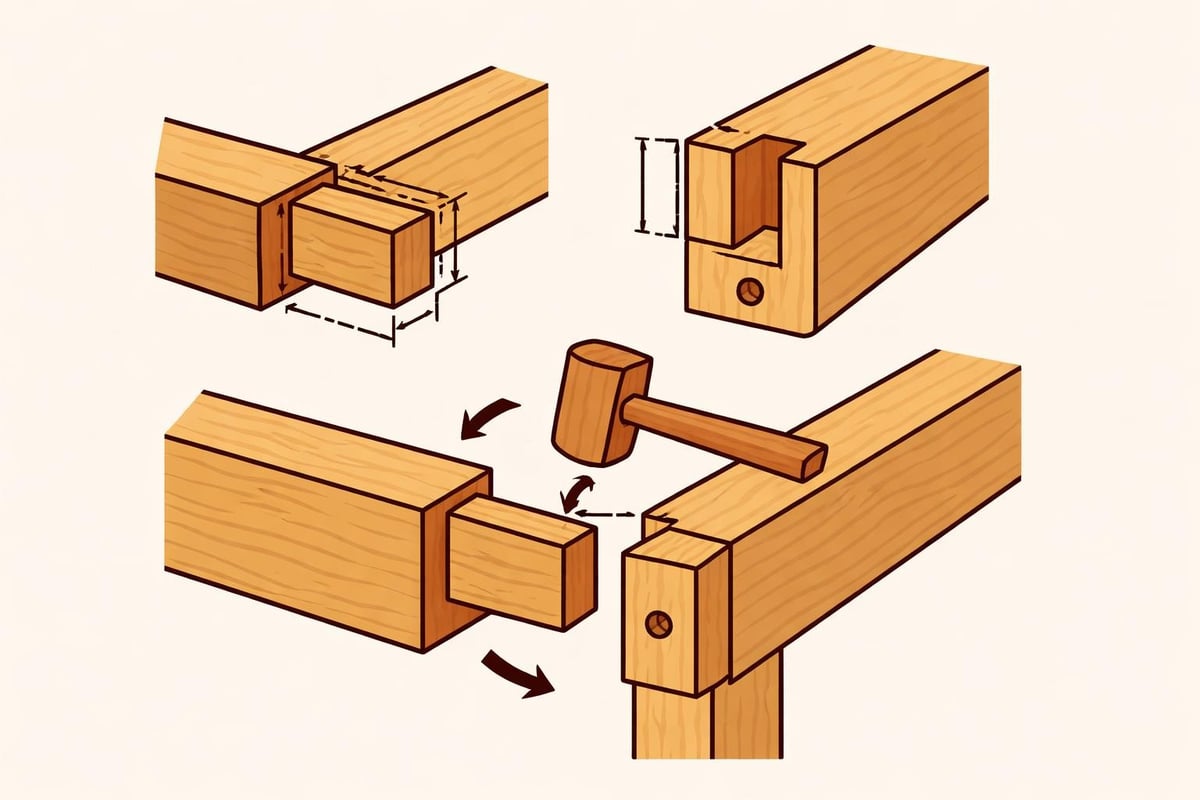 Mortise and tenon joint assembly process