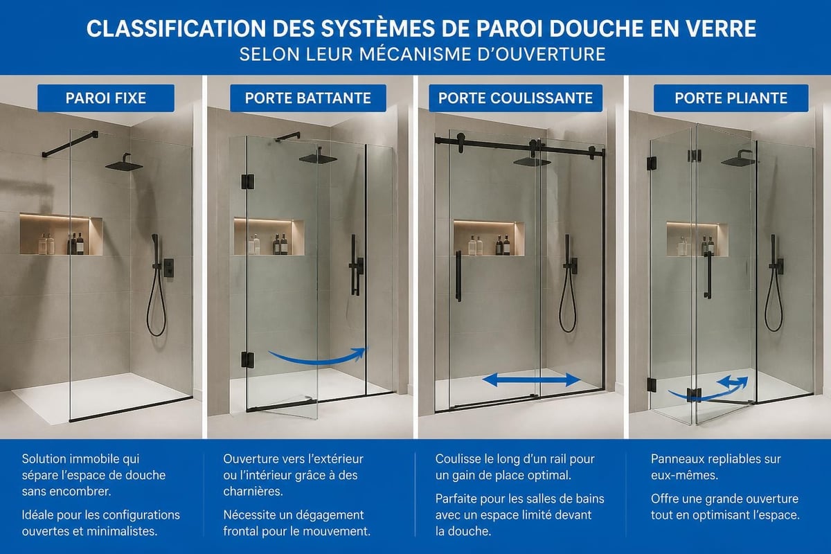 Types de configurations de parois de douche