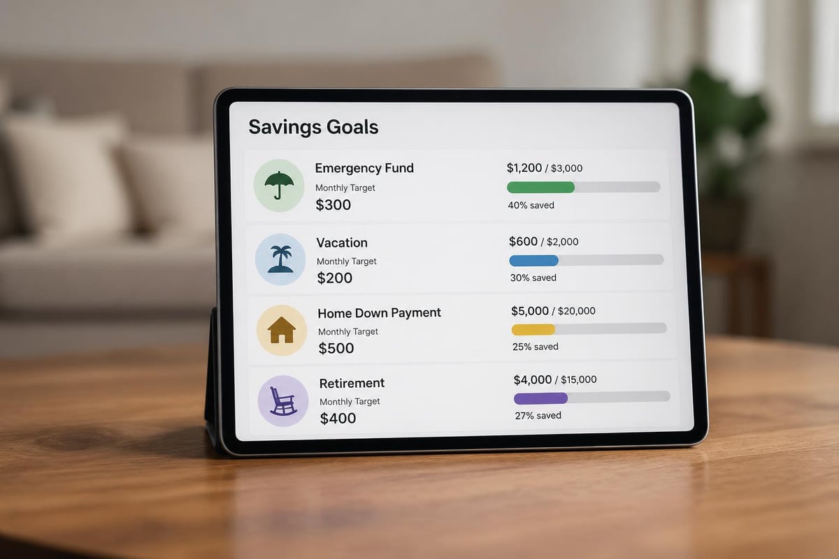 Savings planner progress tracking