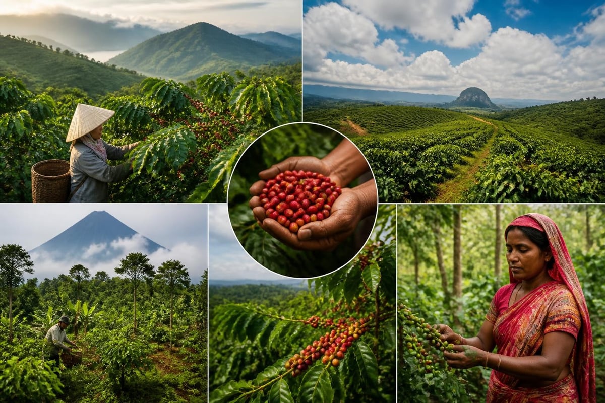 Régions de culture du robusta