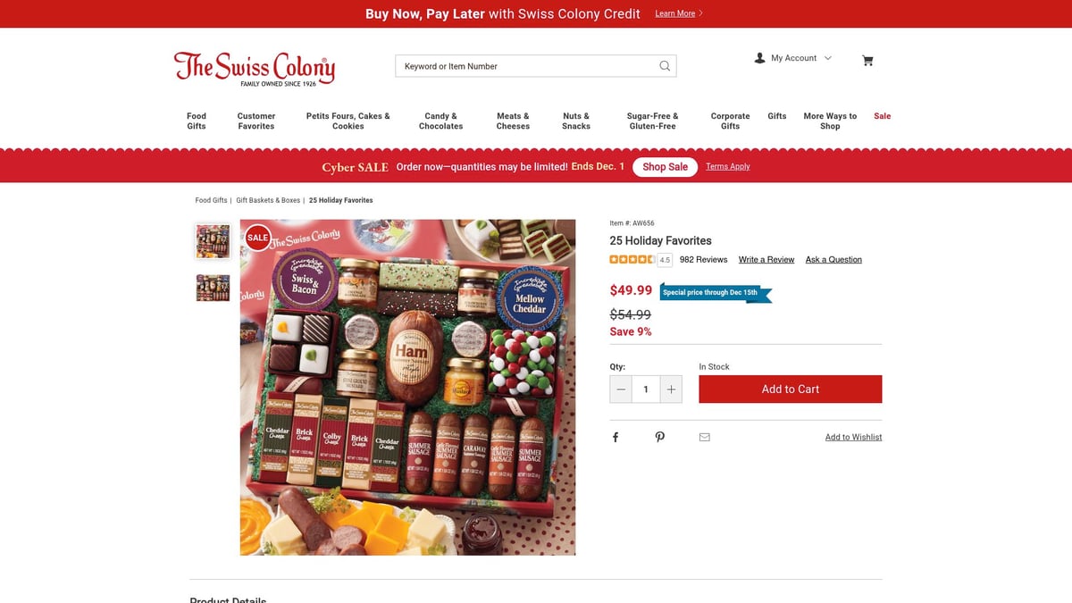 7 Festive Food Boxes Christmas Ideas for 2025 Gifting - Swiss Colony: Classic Holiday Favorites Box