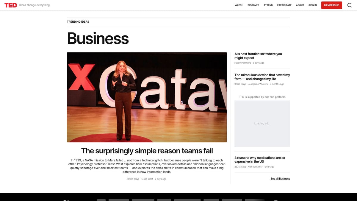 12 Inspiring Business Websites You Need to See in 2026 - TED Talks: Business