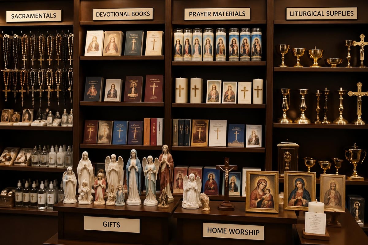 Religious items store product categories