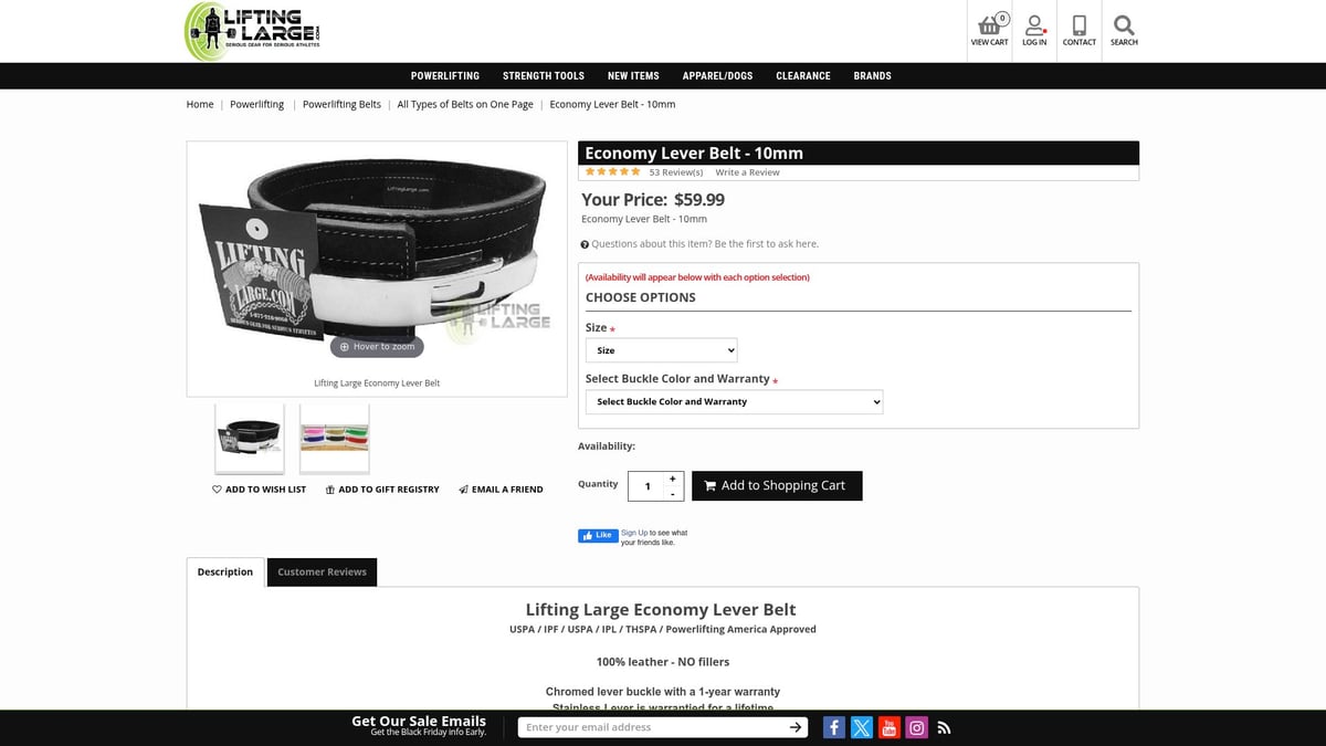 Top 7 IPF Approved Belts for Powerlifters in 2026 - Economy Lever Belt - 10mm