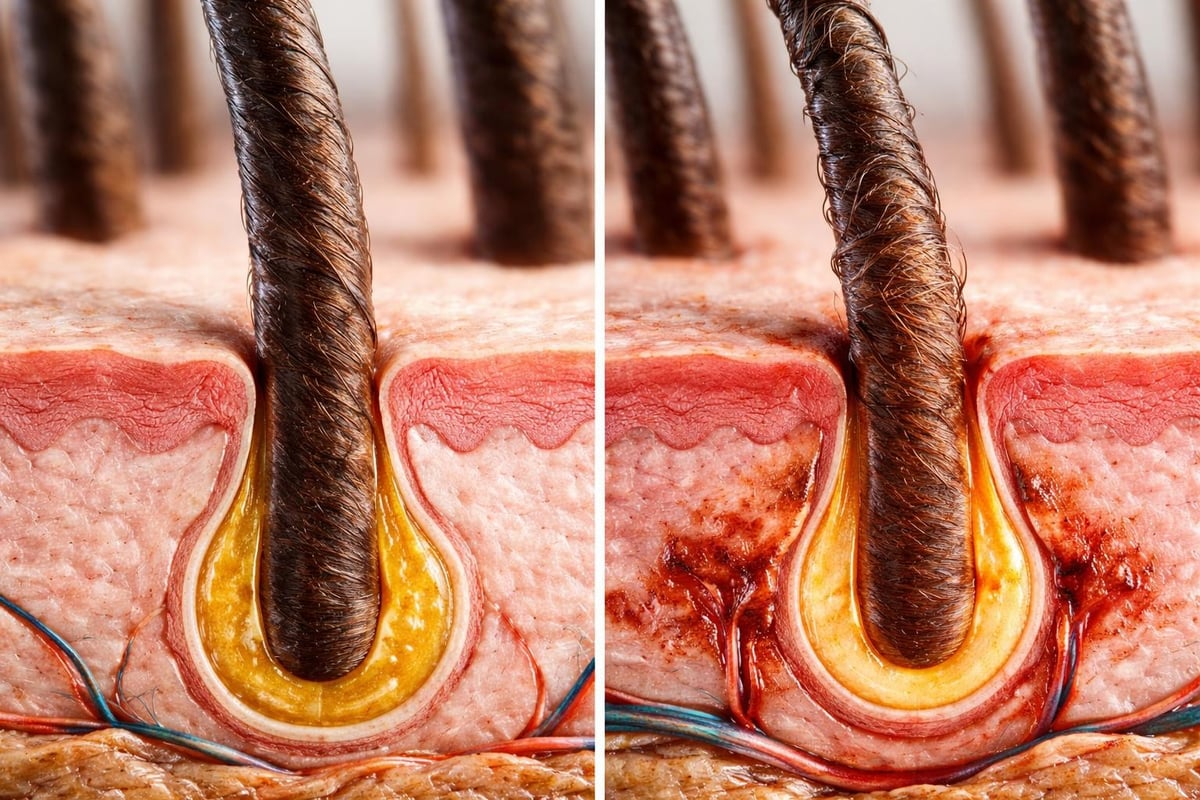 Beard hair structure and sebum production