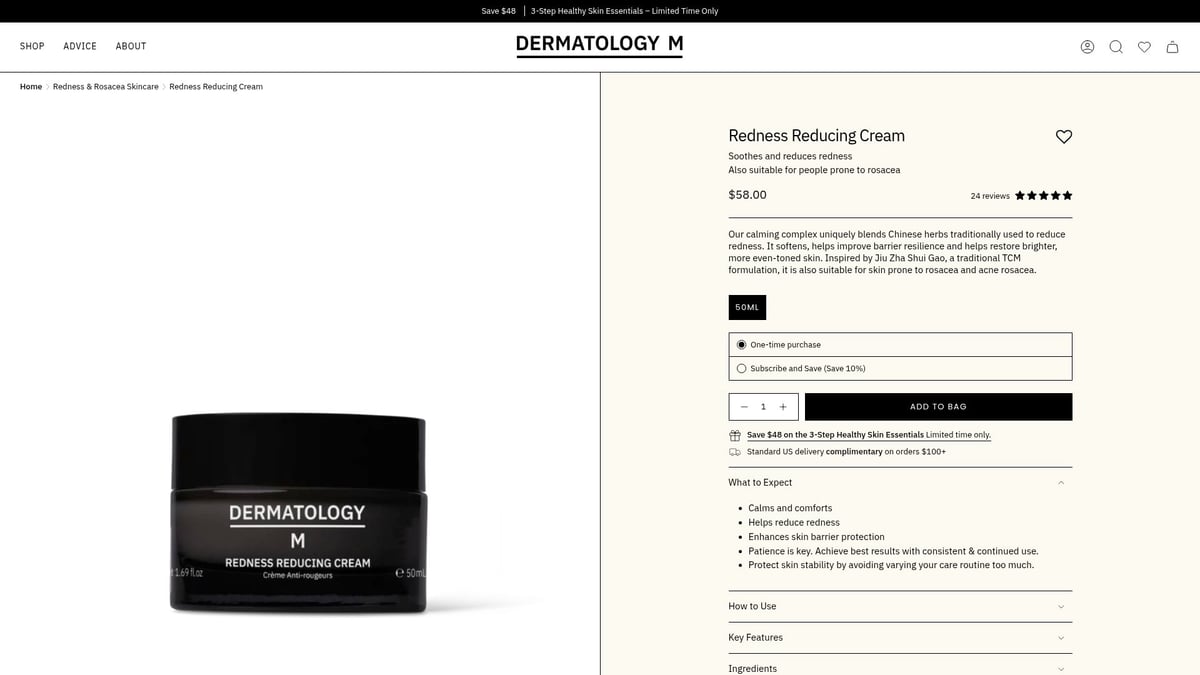 Top 7 Natural Rosacea Skin Care Products To Try In 2026 - Dermatology M Redness Reducing Cream