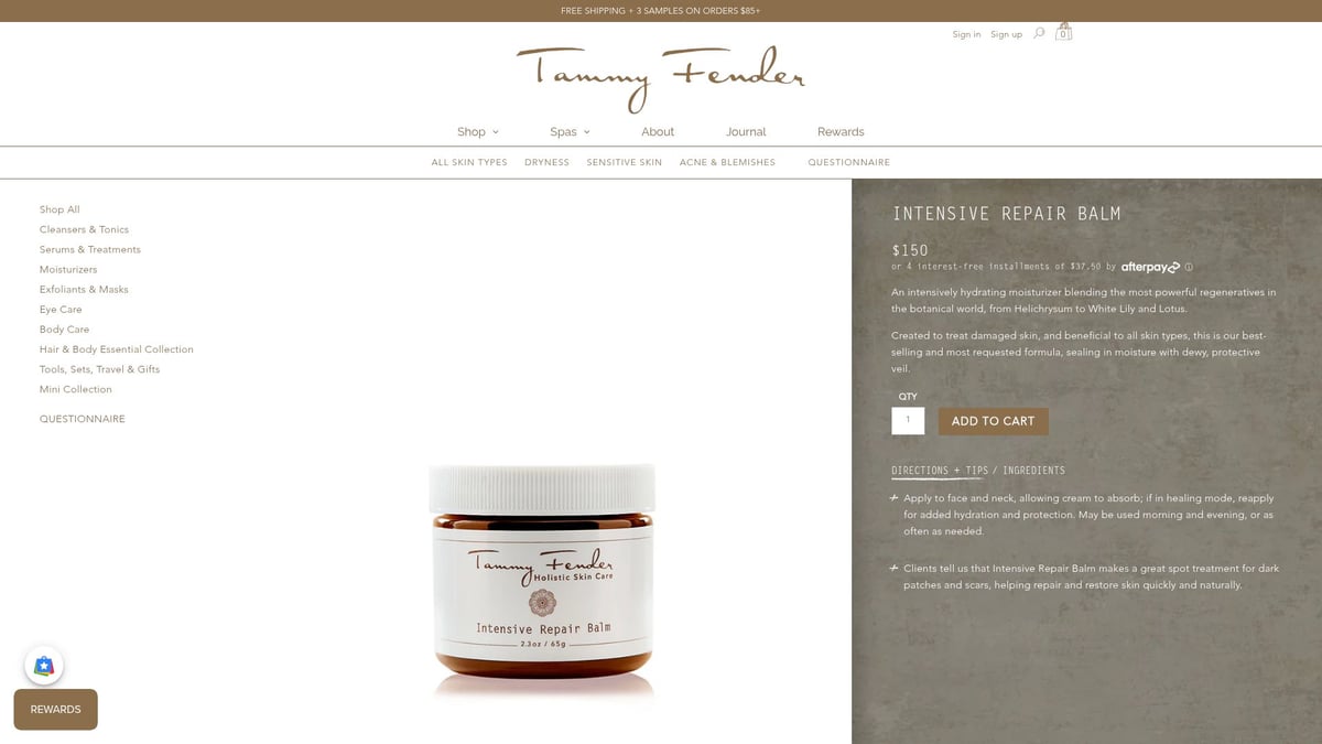Top 7 Natural Rosacea Skin Care Products To Try In 2026 - Intensive Repair Balm by Tammy Fender