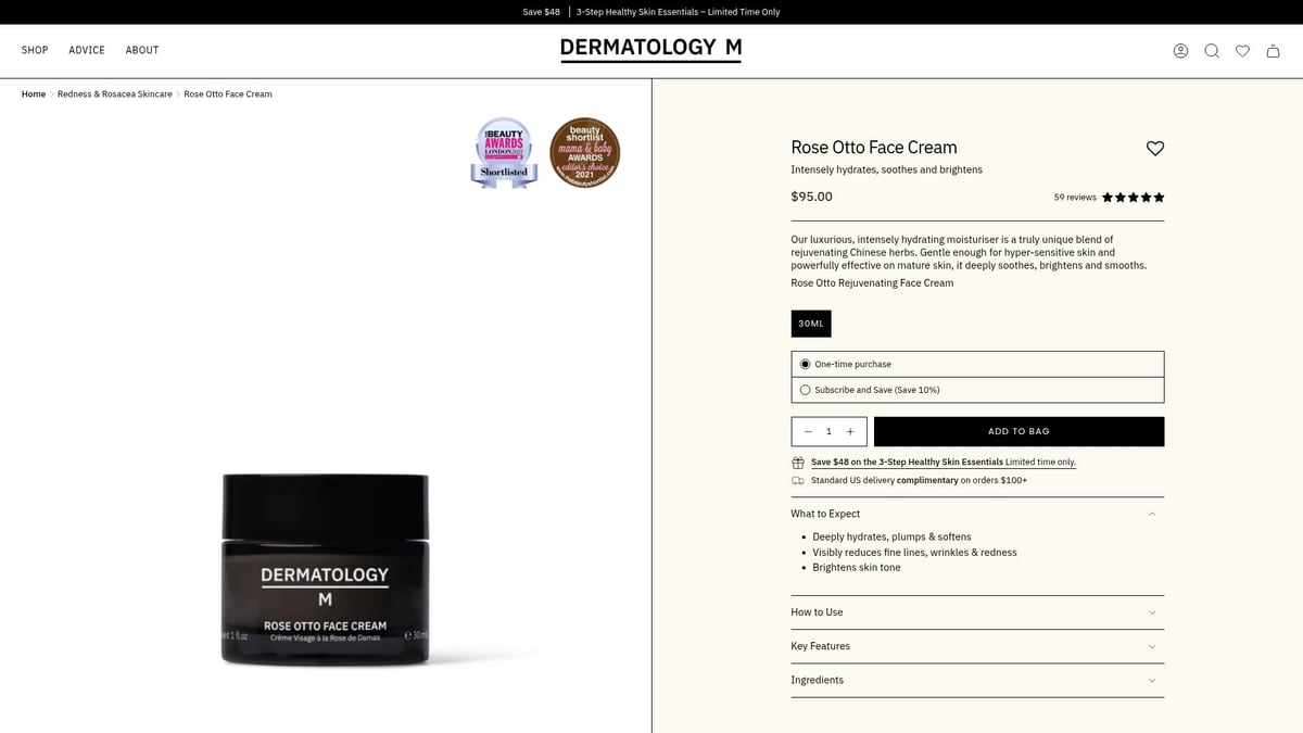 Top 7 Natural Rosacea Skin Care Products To Try In 2026 - Rose Otto Face Cream by Dermatology M