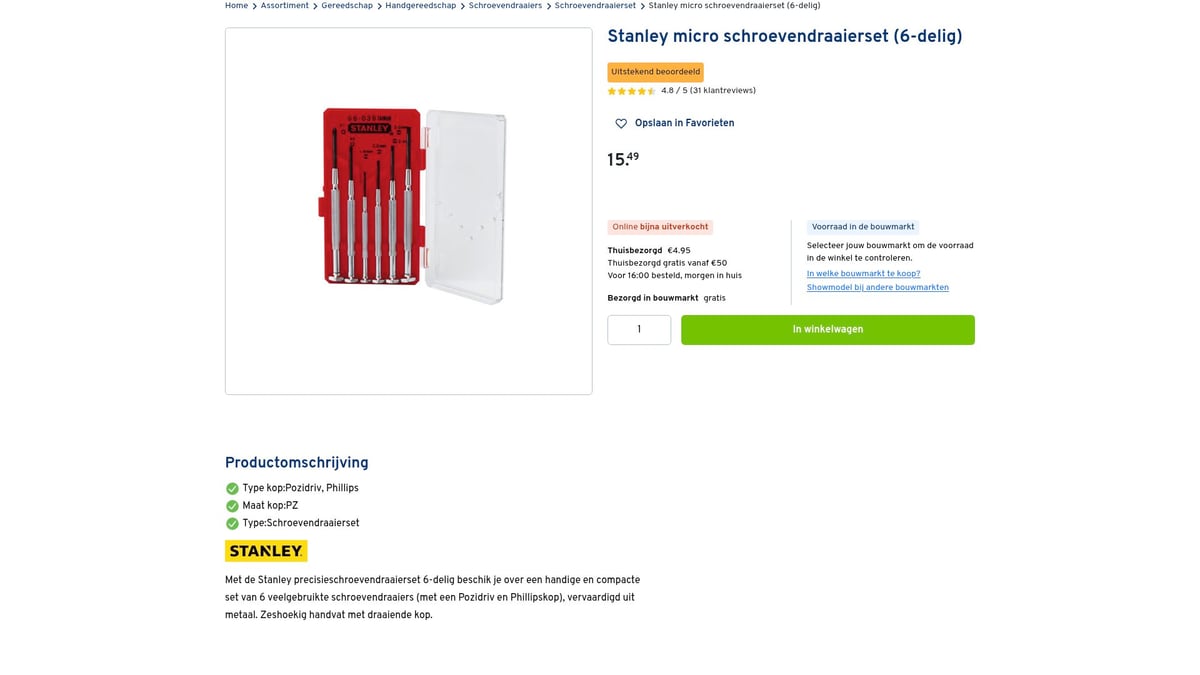 7 Beste Schroevendraaierset Opties Voor 2026 - Stanley micro schroevendraaierset (6-delig)