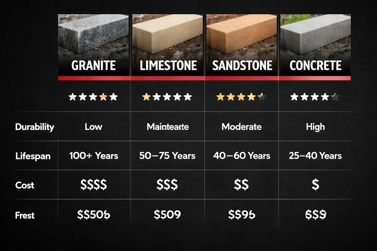 Material comparison chart
