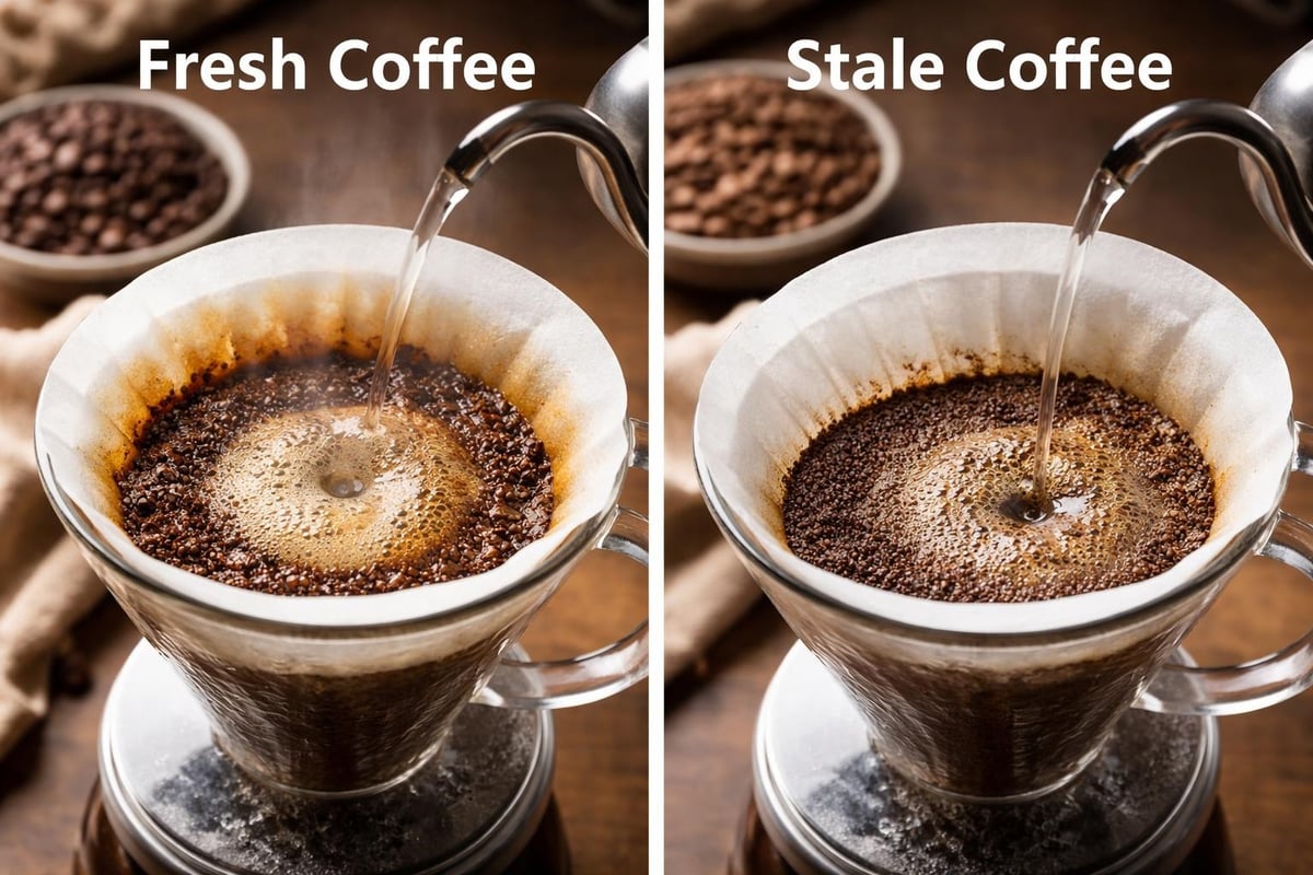 Fresh versus stale coffee comparison