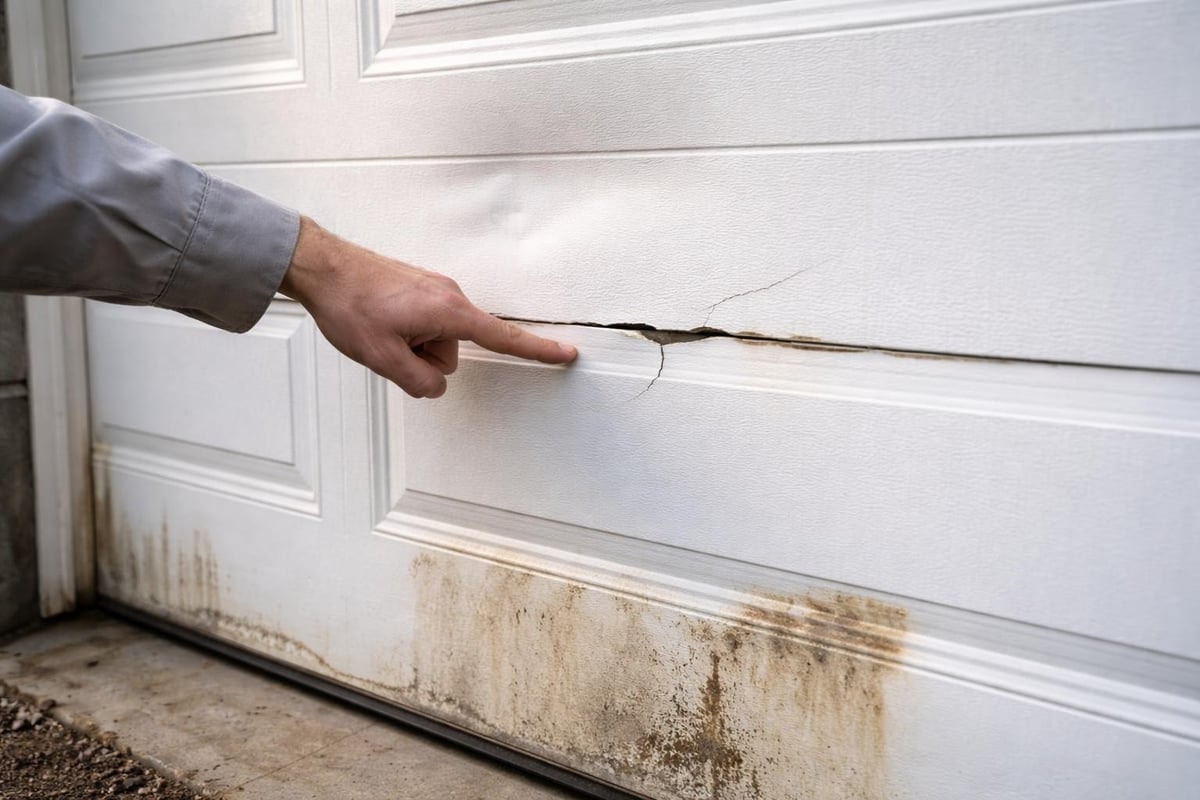 Garage door damage assessment