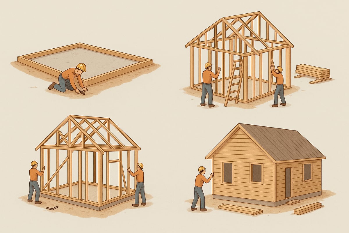 Step-by-Step Wooden Frame Construction Process