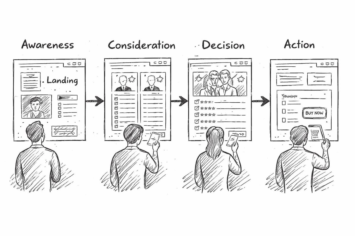 Marketing website conversion funnel stages