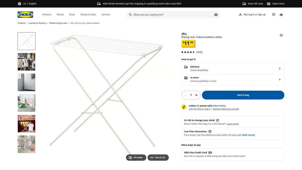 8 Innovative Clothes Drying Rack Ideas for 2026 - IKEA J&Auml;LL Drying Rack, Indoor/Outdoor