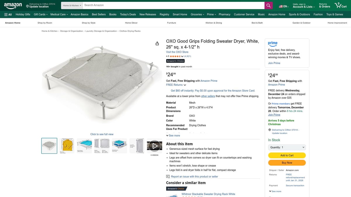 8 Innovative Clothes Drying Rack Ideas for 2026 - OXO Good Grips Folding Sweater Drying Rack