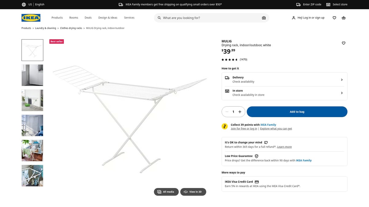 8 Innovative Clothes Drying Rack Ideas for 2026 - MULIG Drying Rack, Indoor/Outdoor, White