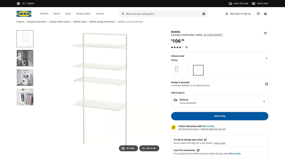 8 Innovative Clothes Drying Rack Ideas for 2026 - BOAXEL Laundry Combination, White, 32 1/4x15 3/4x79 