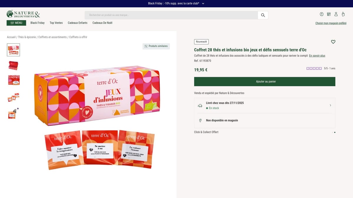 8 Idées Cadeau Couple Inédites à Offrir en 2025 - 3. Coffret 28 thés et infusions bio + jeux et défis sensuels