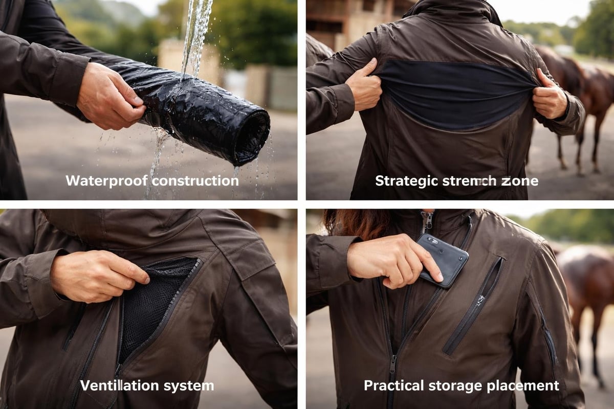 Functional jacket features for riders