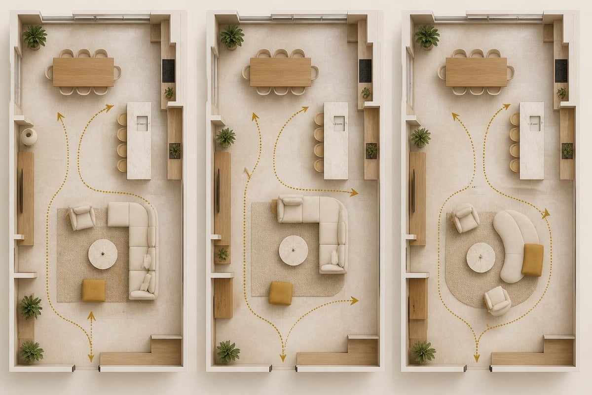 Room layout ottoman positions