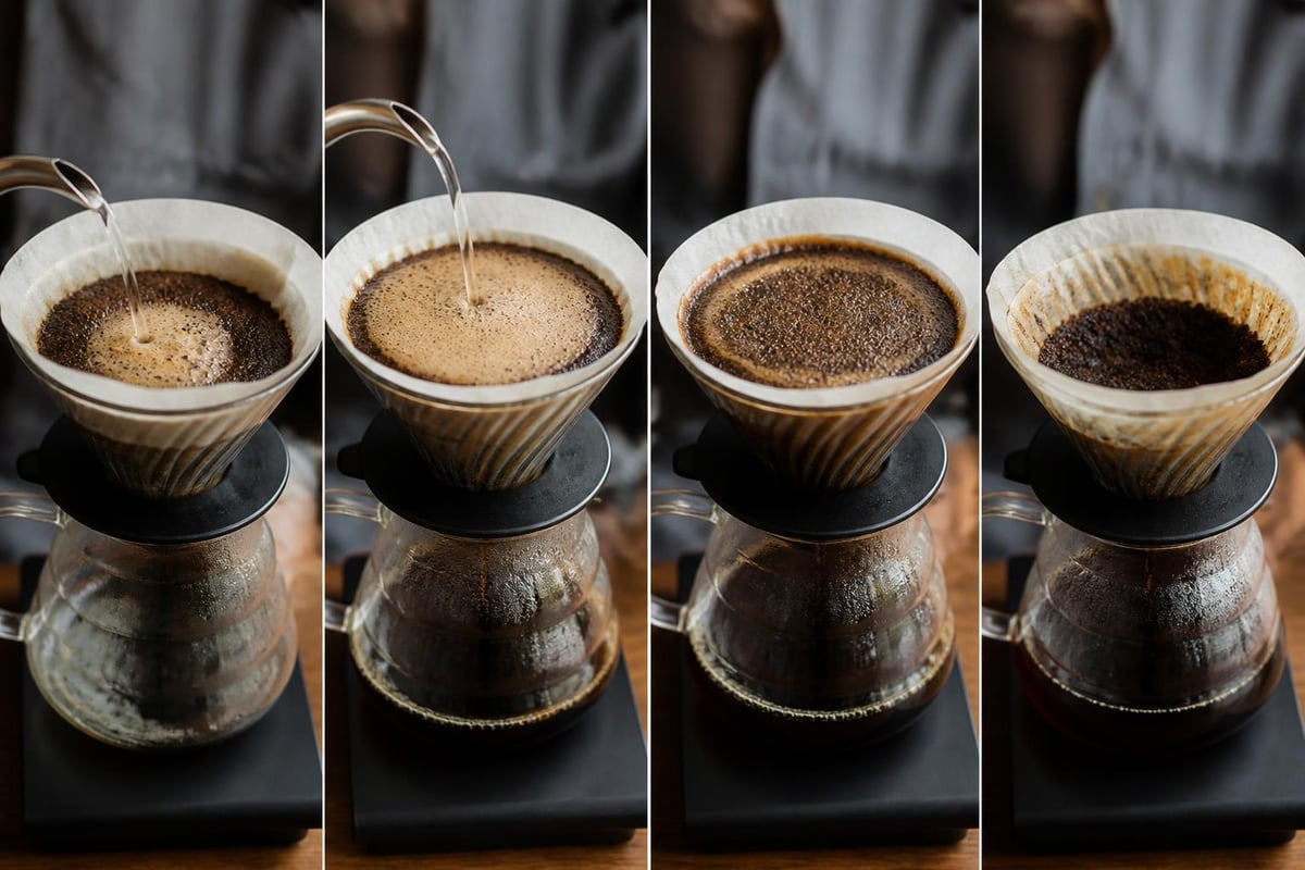 Pour-over brewing timeline