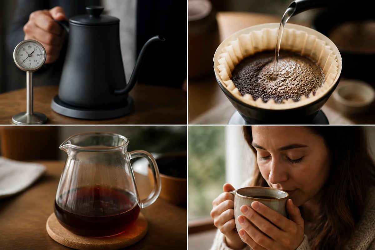 Morning coffee ritual elements