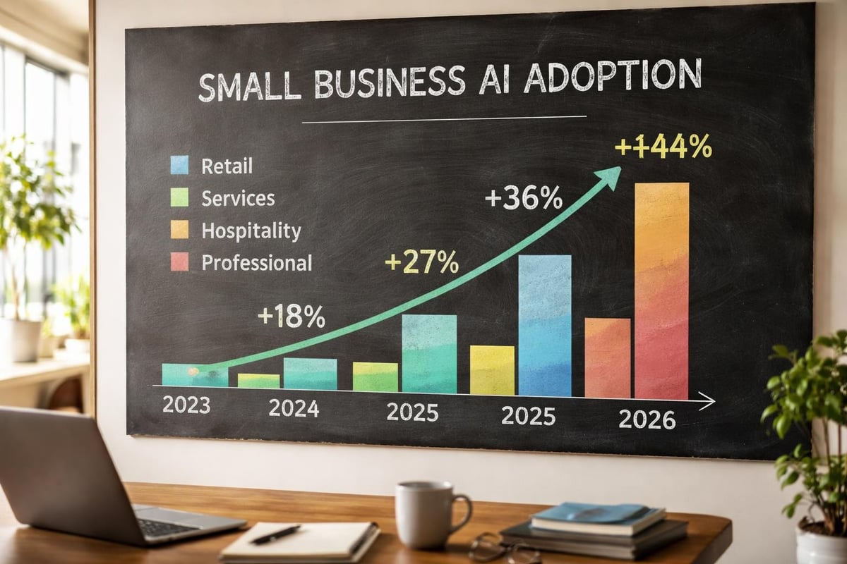 AI adoption growth in small business sectors