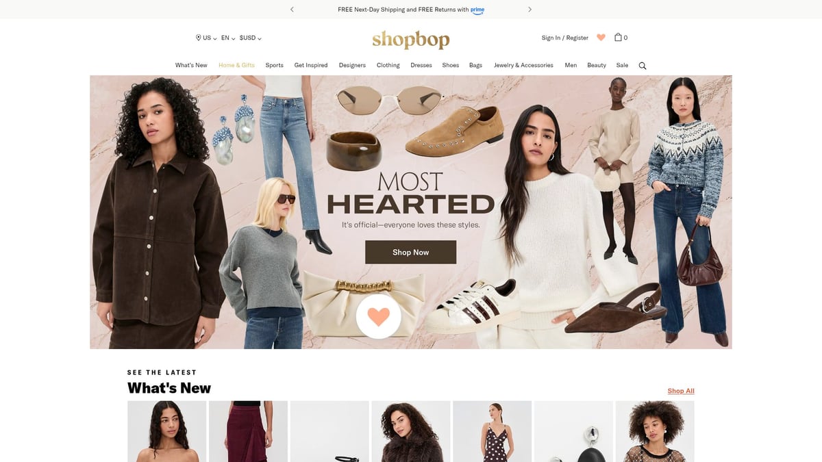 2026년 추천 직구 사이트 TOP 10, 해외쇼핑 완전정복 - 샵밥 (Shopbop)