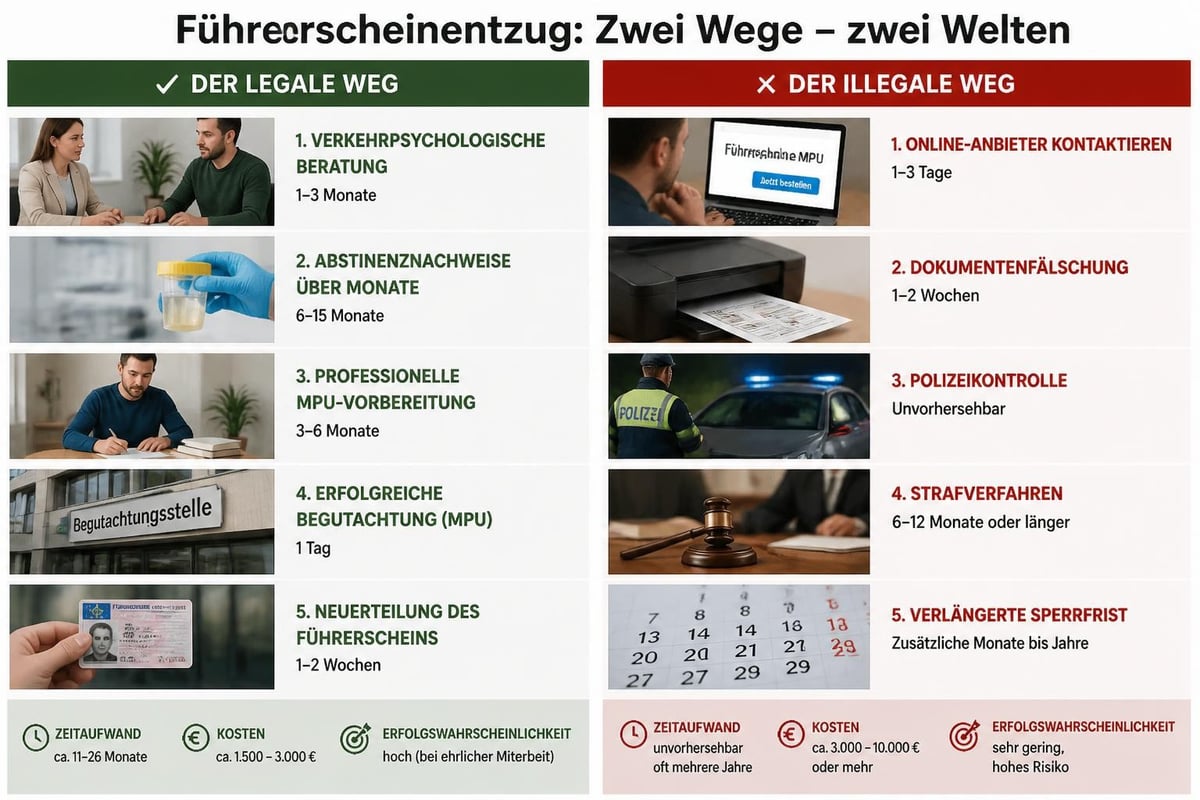 Legale MPU-Vorbereitung versus illegale Umgehung