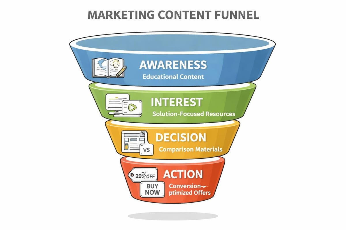 Marketing content funnel stages