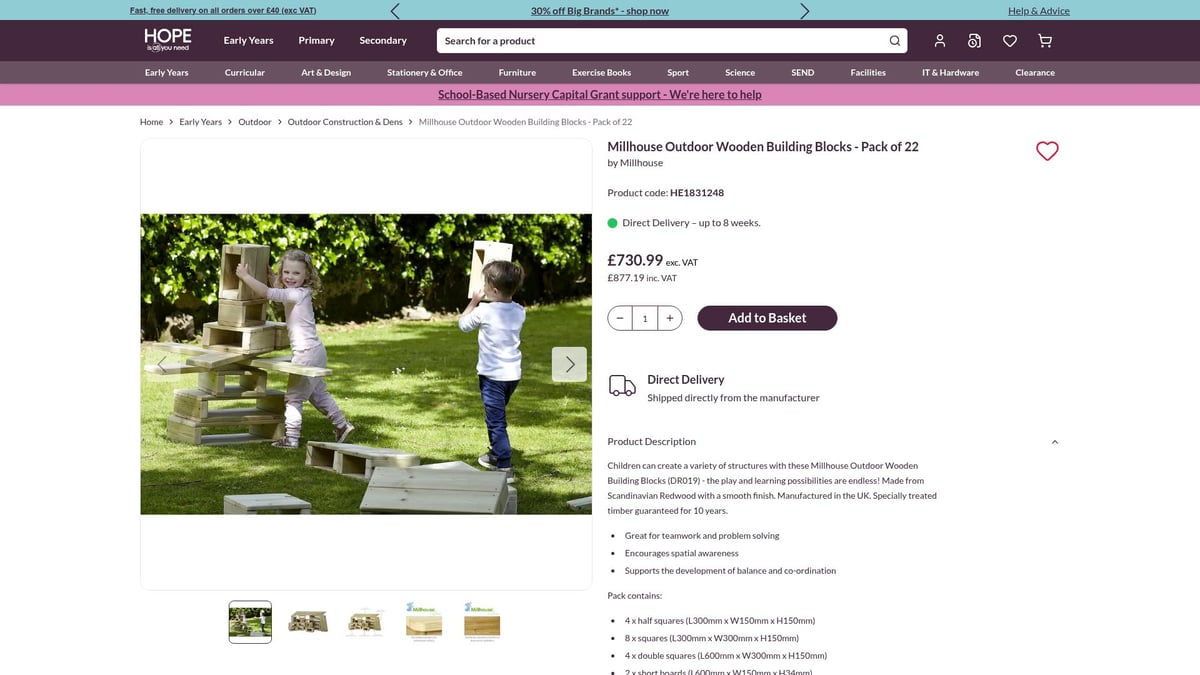 7 Inspiring Wooden Construction Ideas for 2025 - Millhouse Outdoor Wooden Building Blocks - Pack of 22