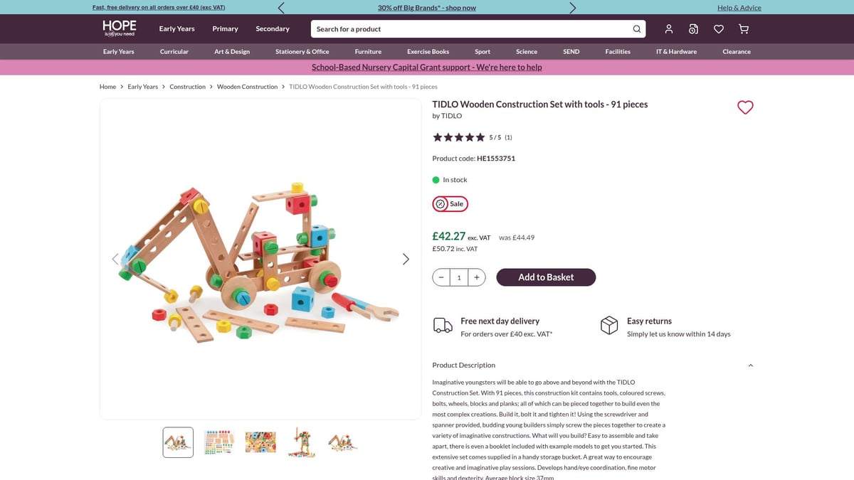 7 Inspiring Wooden Construction Ideas for 2025 - TIDLO Wooden Construction Set with Tools - 91 pieces