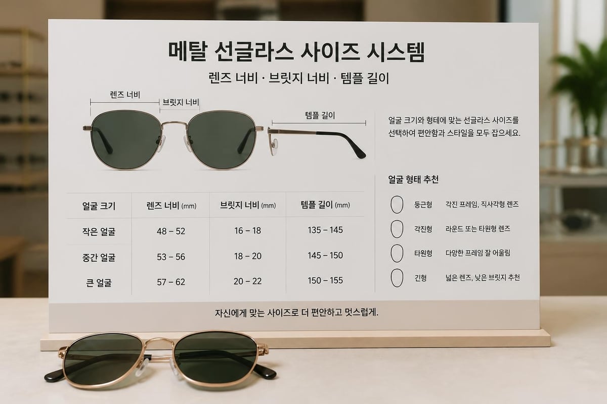 메탈 선글라스 사이즈 가이드