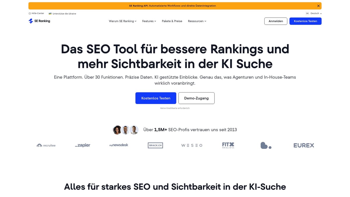 7 SEO Angebote 2026, Die Dein Ranking Revolutionieren - SE Ranking – All-in-One SEO Tool