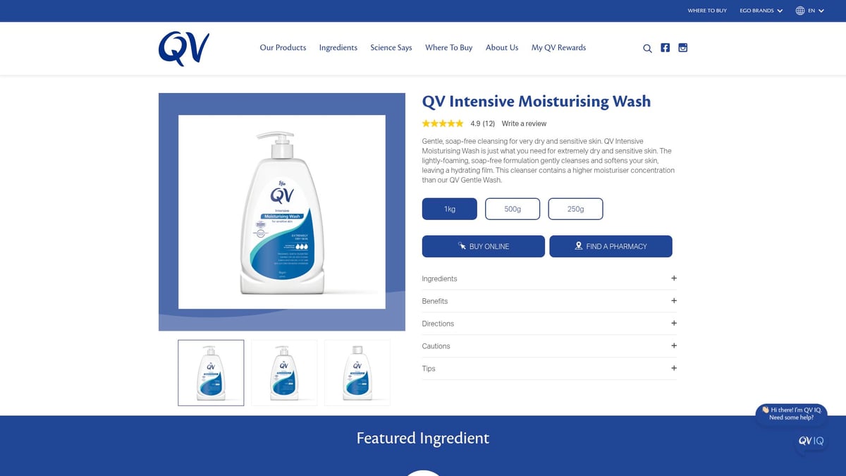7 Essential Products for Eczema Relief in 2025 - QV Intensive Moisturising Cleanser