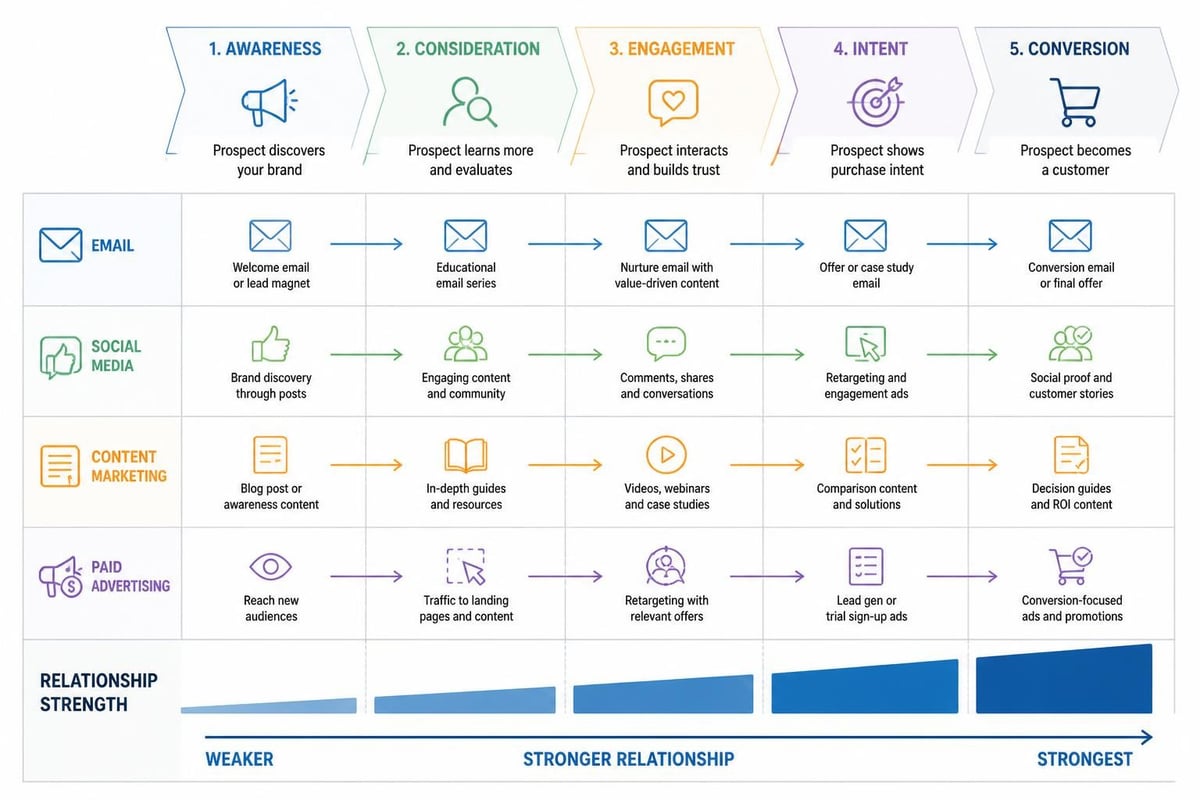 Multi-channel lead nurturing workflow