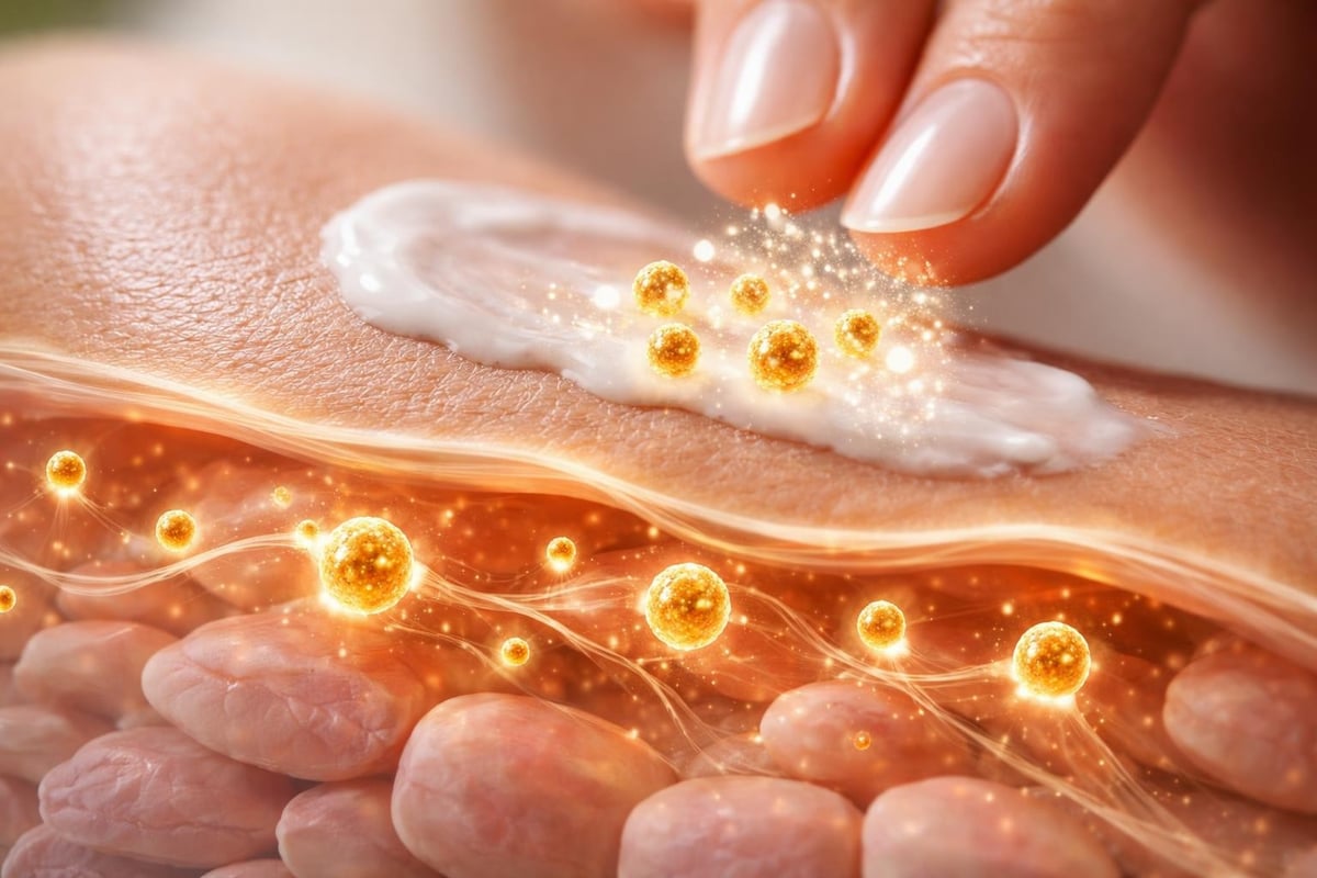 Gold particle interaction with skin