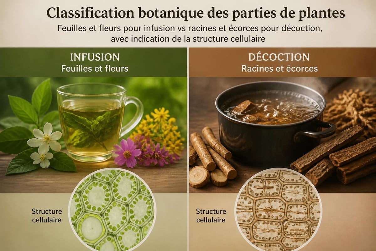 Parties de plantes selon méthode d'extraction