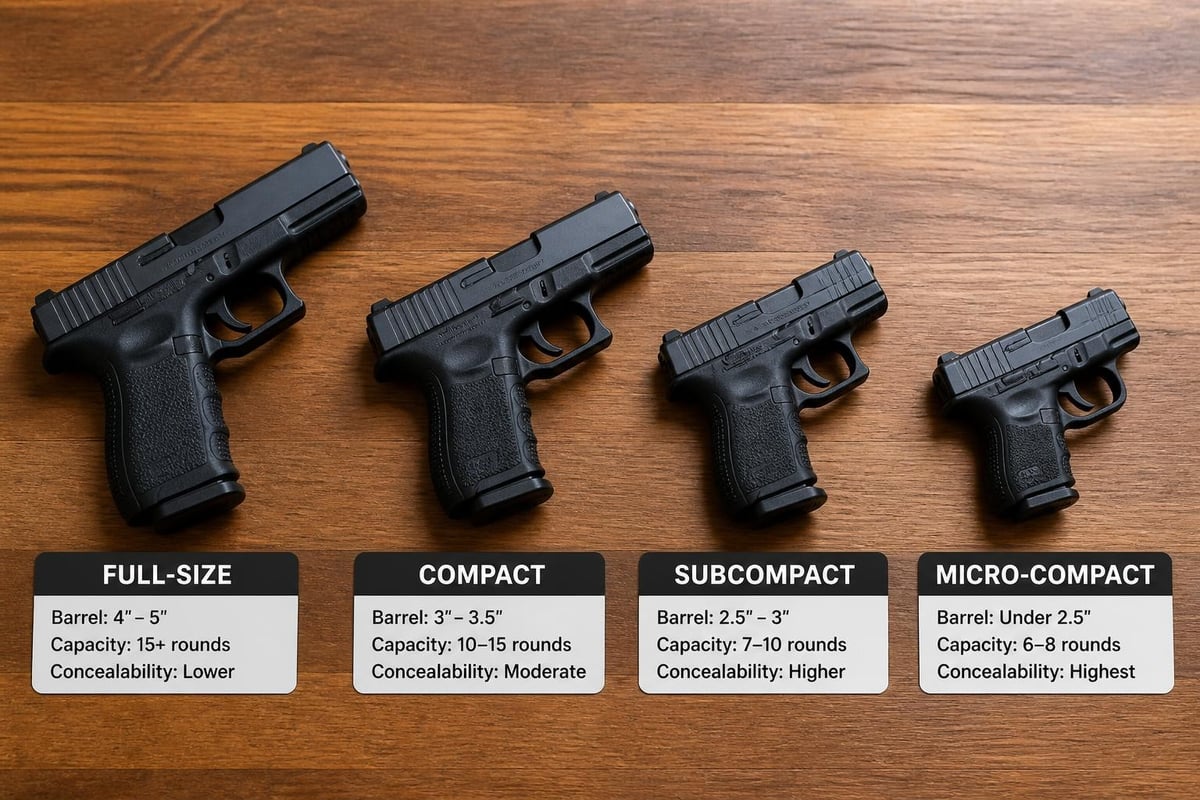 CCW handgun frame size comparison
