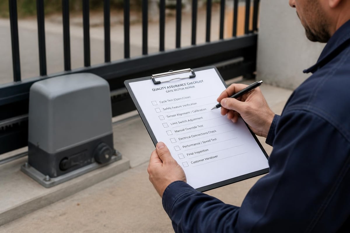 Gate motor repair testing protocol